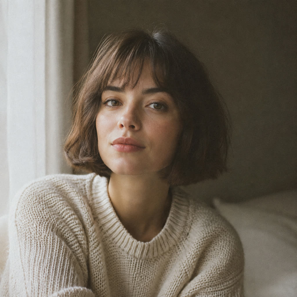 Chin-length bob with soft fringe