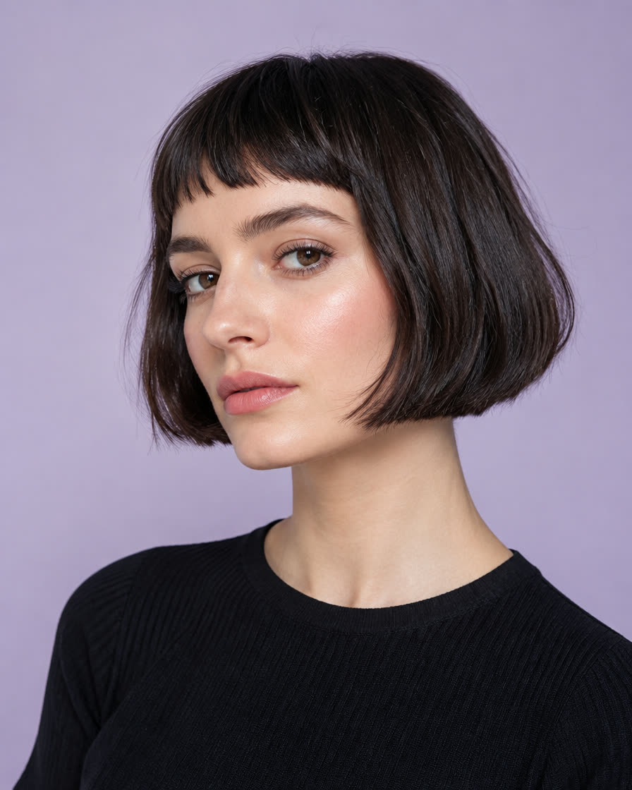 Jaw-length French bob with micro fringe