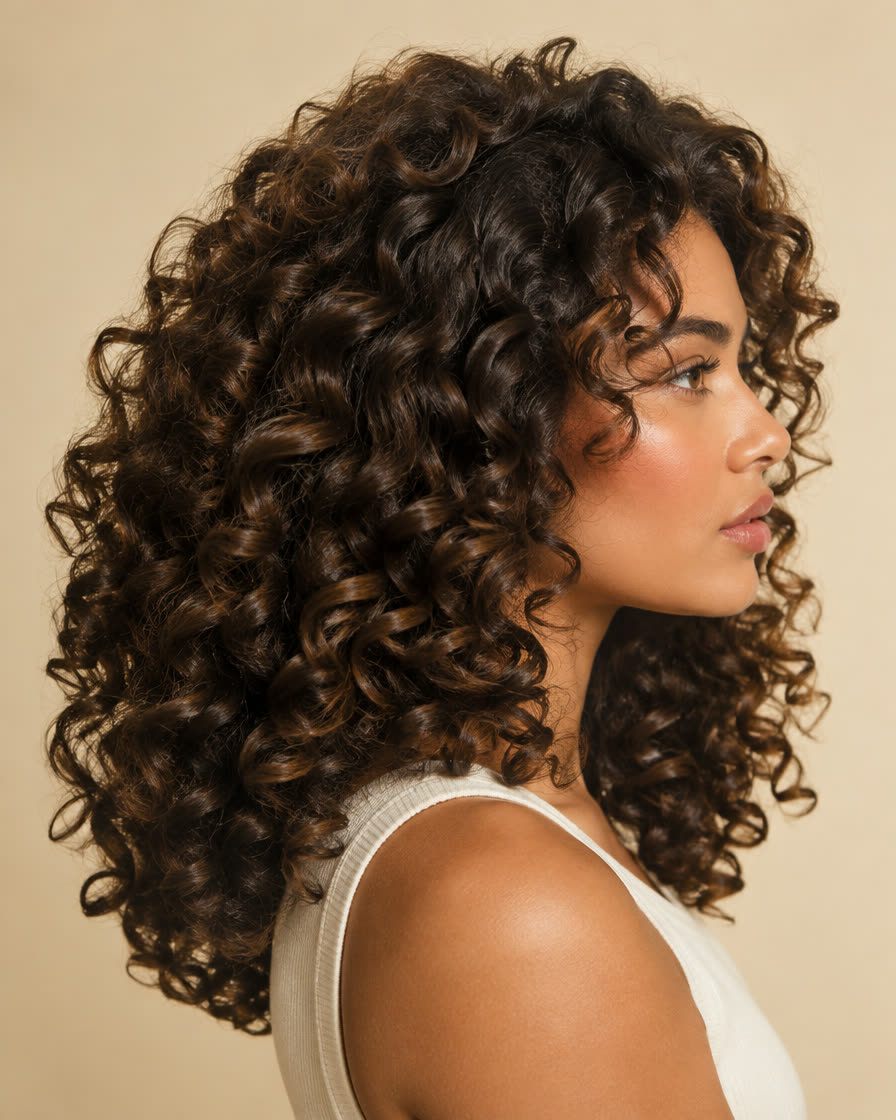 Defined voluminous ringlet curls